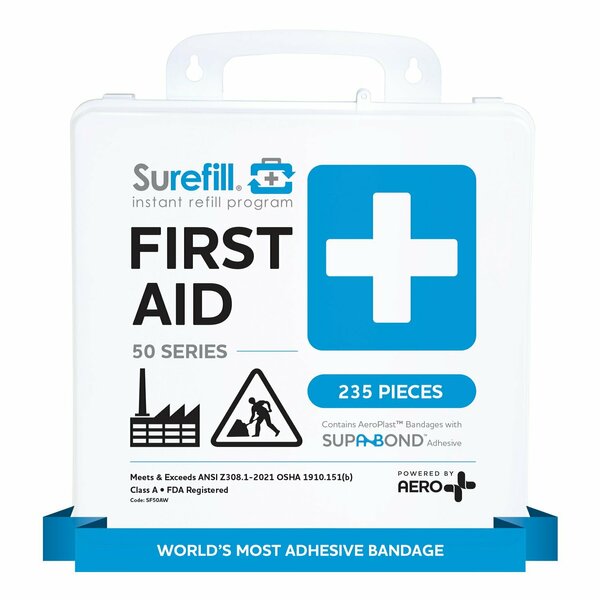 Aero Healthcare Surefill 50 Ansi 2021 A+ First Aid Kit - Weatherproof Plastic Case SF50AW